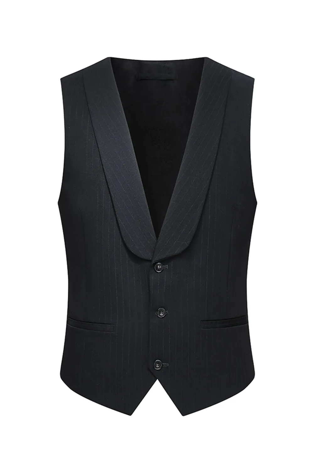 Peak Lapel 3 Piece One Button Slim Fit Black Men's Wedding Suits sold by Zapaka product image thumbnail 4