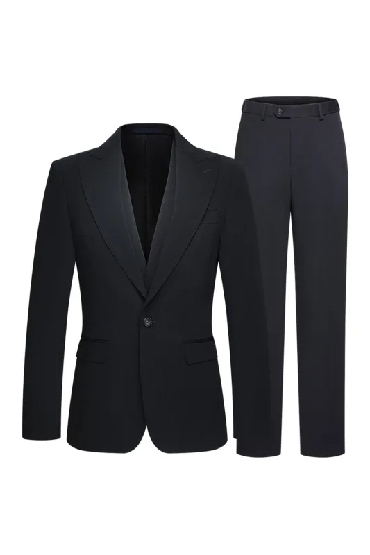 Peak Lapel 3 Piece One Button Slim Fit Black Men's Wedding Suits sold by Zapaka