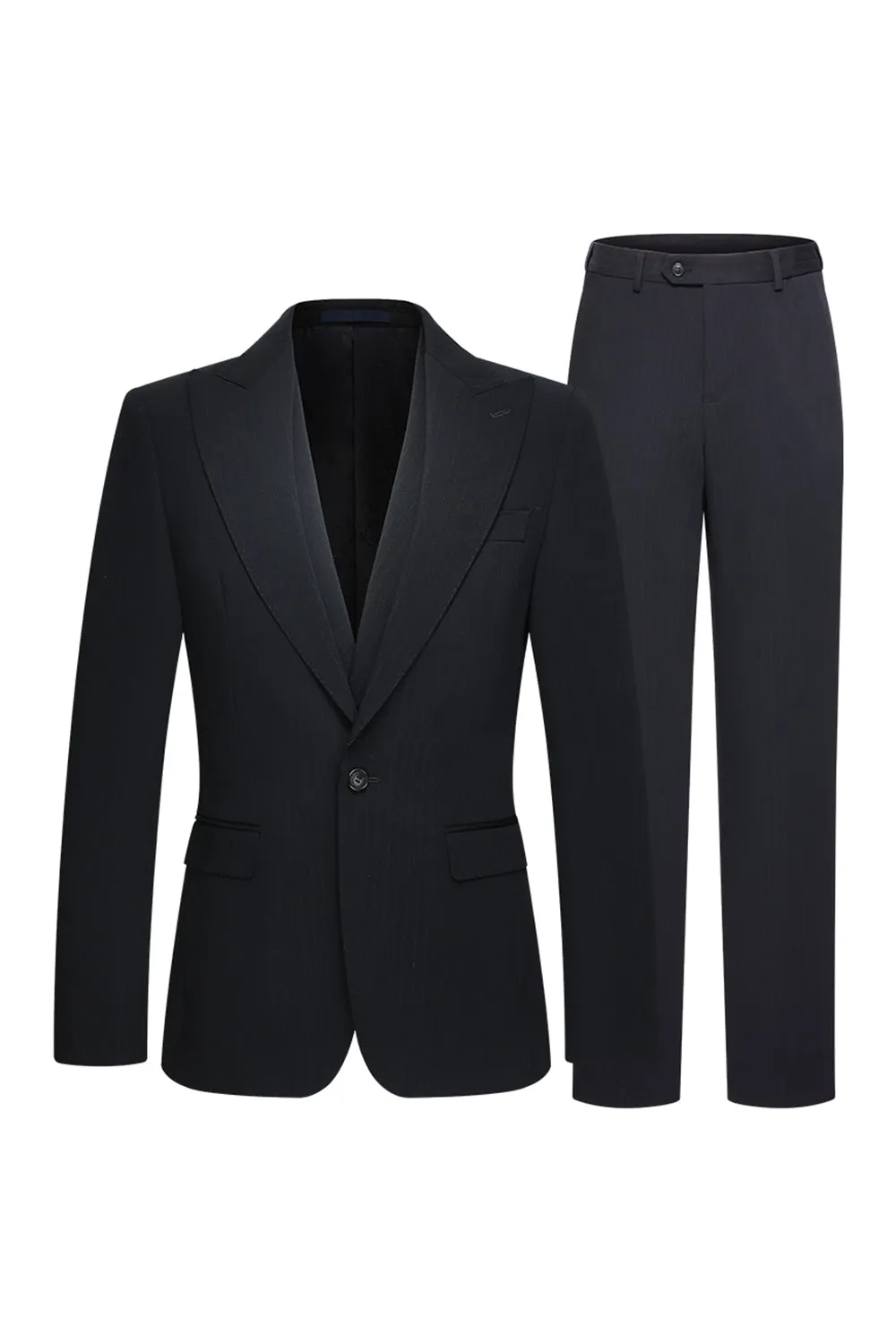 Peak Lapel 3 Piece One Button Slim Fit Black Men's Wedding Suits sold by Zapaka