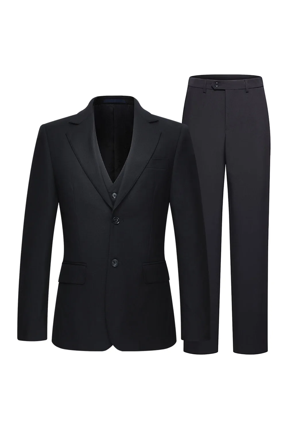 Single Breasted Notched Lapel Black 3 Piece Men's Suits sold by Zapaka