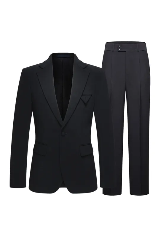 Notched Lapel Black 2 Piece Men's Business Suits sold by Zapaka