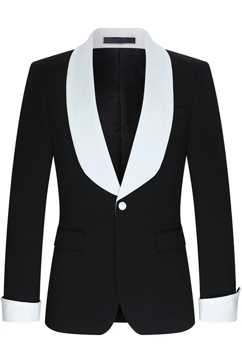 Black 2 Piece Shawl Lapel One Button Men's Suits sold by Zapaka product image thumbnail 2