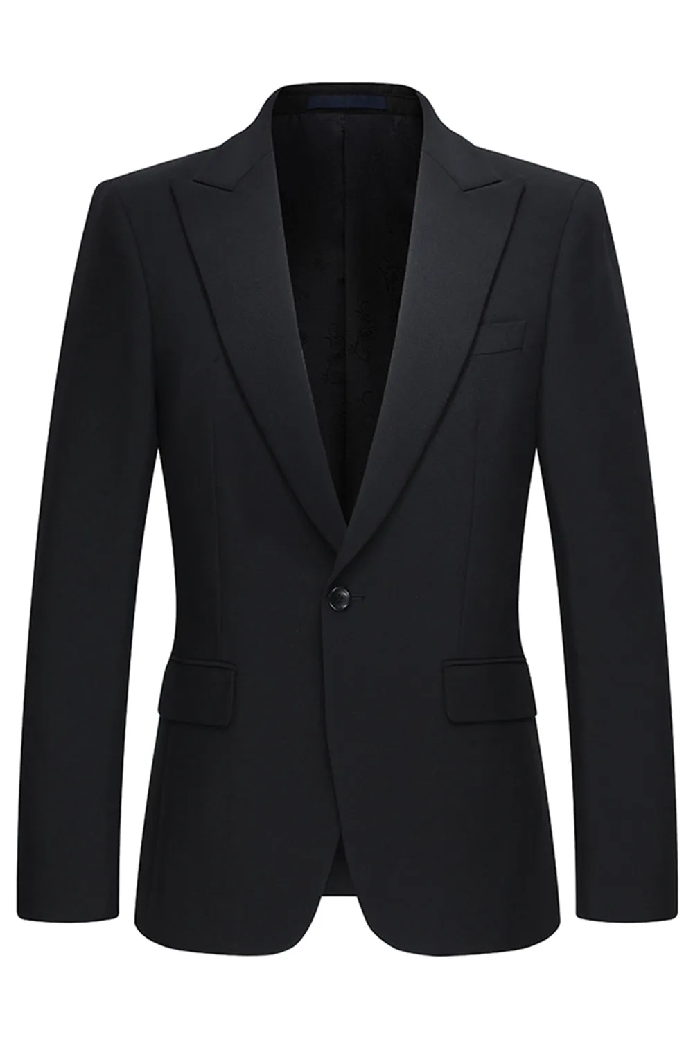 2 Piece Peak Lapel Slim Fit Black Men's Suits sold by Zapaka product image thumbnail 2