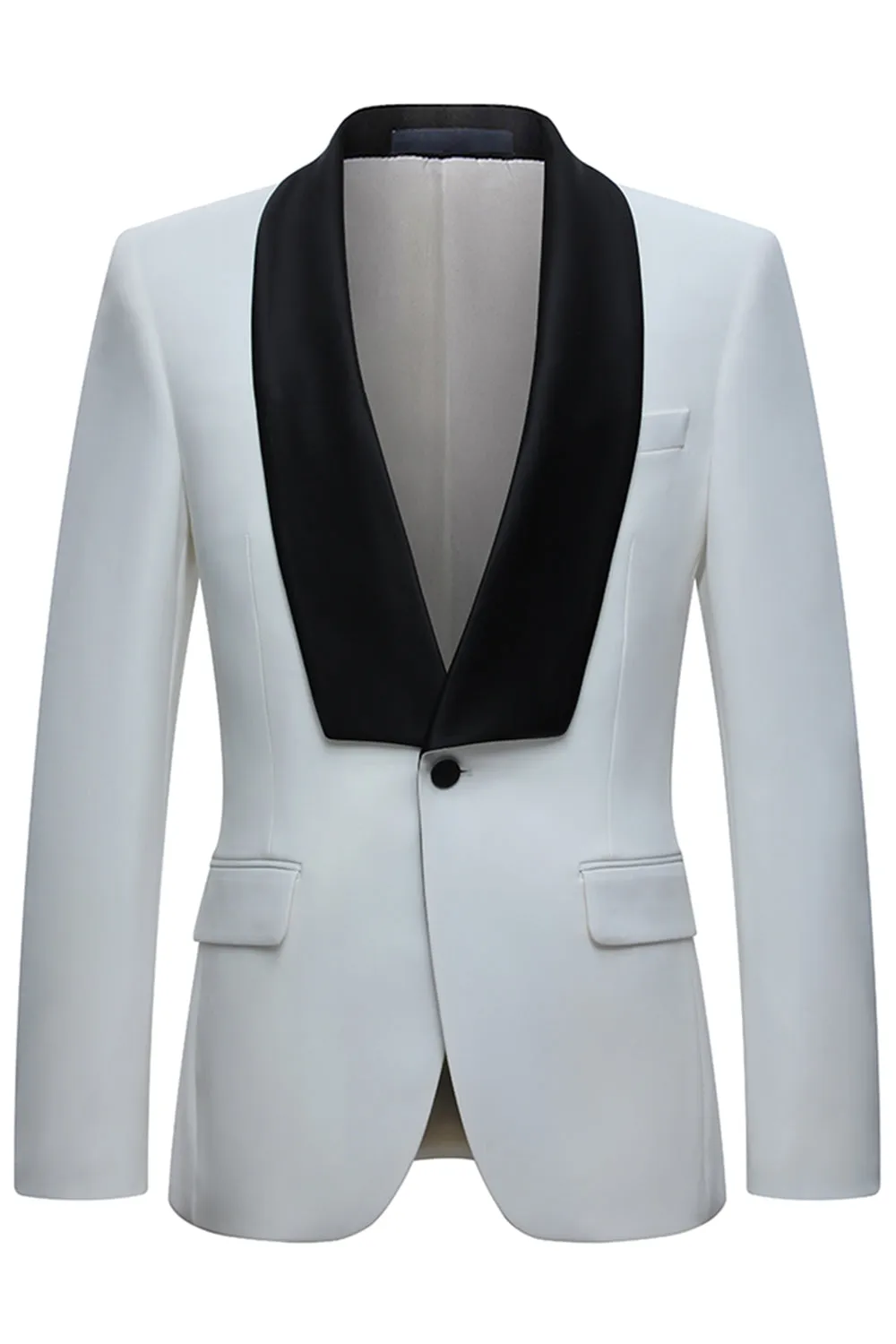 White Shawl Lapel One Button 2 Piece Men's Suits sold by Zapaka product image thumbnail 2