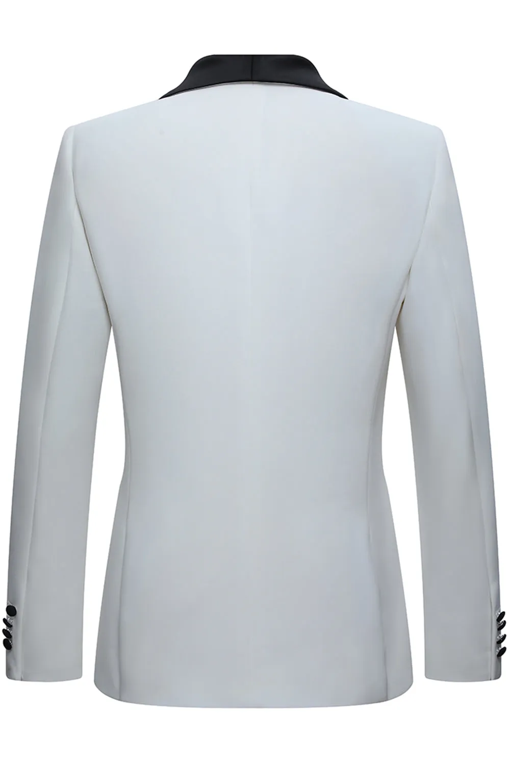 White Shawl Lapel One Button 2 Piece Men's Suits sold by Zapaka product image thumbnail 3