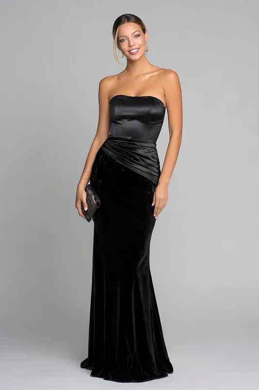 Black Mermaid Velvet Strapless Long Formal Dress sold by Zapaka