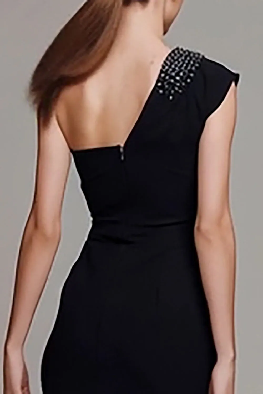 One Shoulder Black Mermaid Long Formal Dress with Beading sold by Zapaka product image thumbnail 4