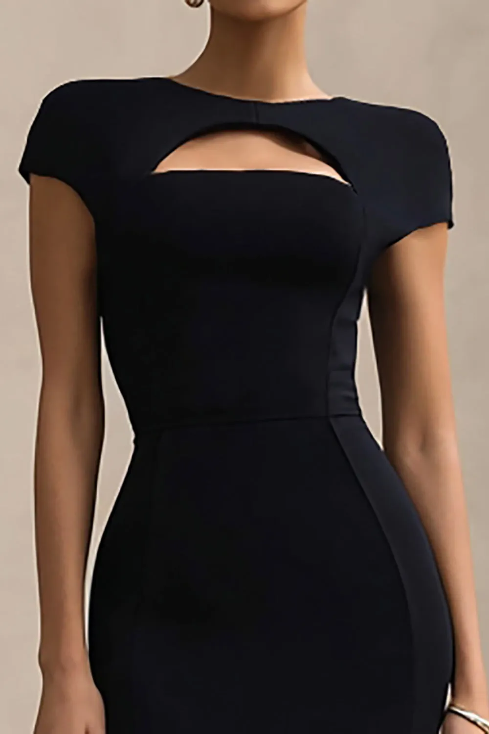 Sheath Black Cut Out Midi Formal Dress sold by Zapaka product image thumbnail 2