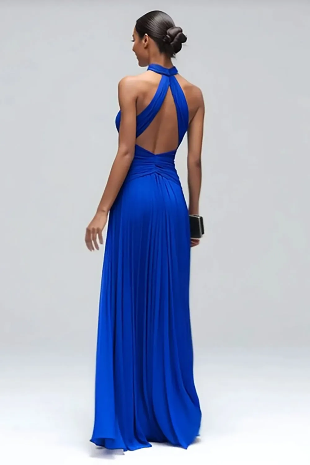 Royal Blue Halter Sheath Maxi Formal Dress sold by Zapaka product image thumbnail 2