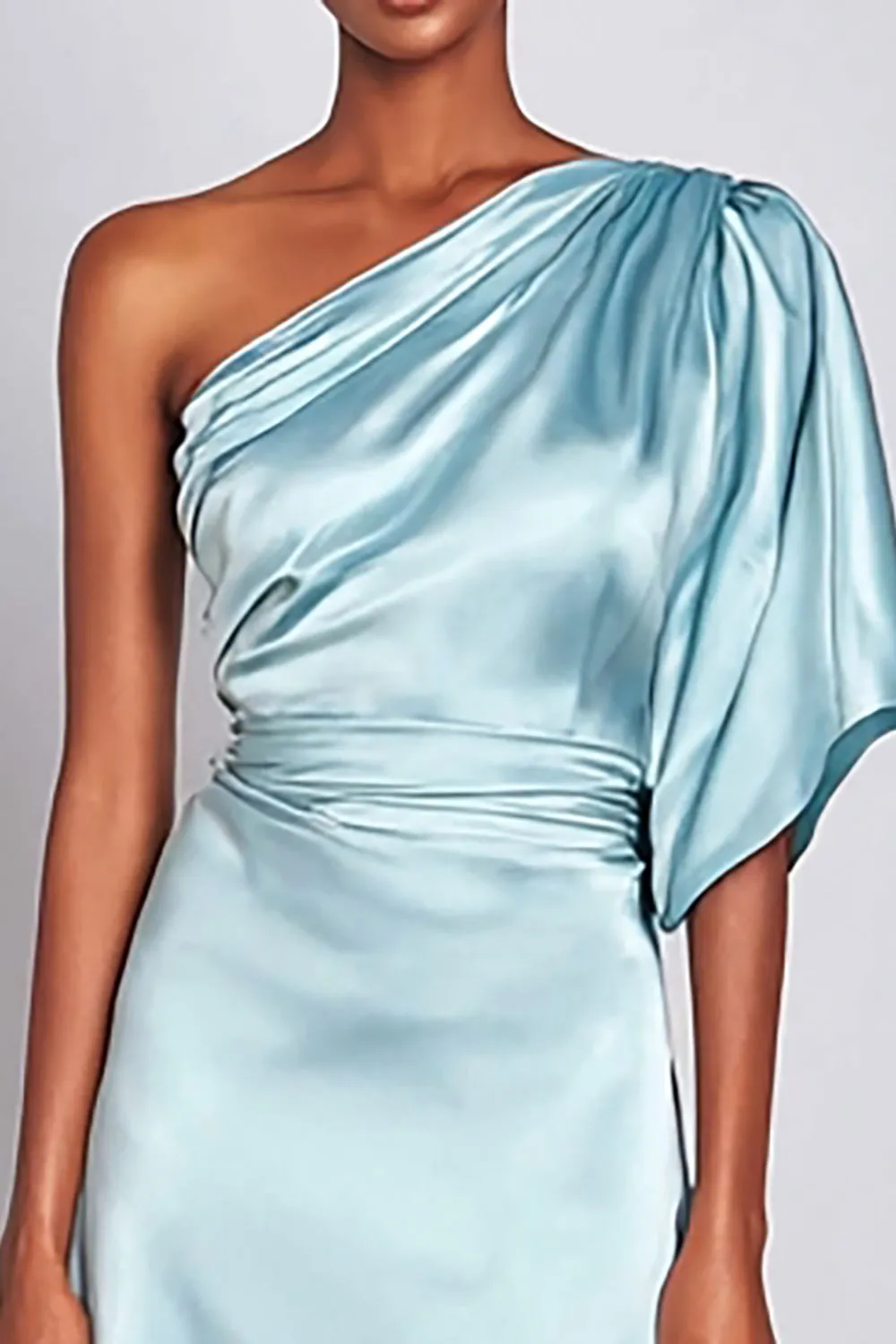 Light Blue Long A Line One Shoulder Formal Dress sold by Zapaka product image thumbnail 2