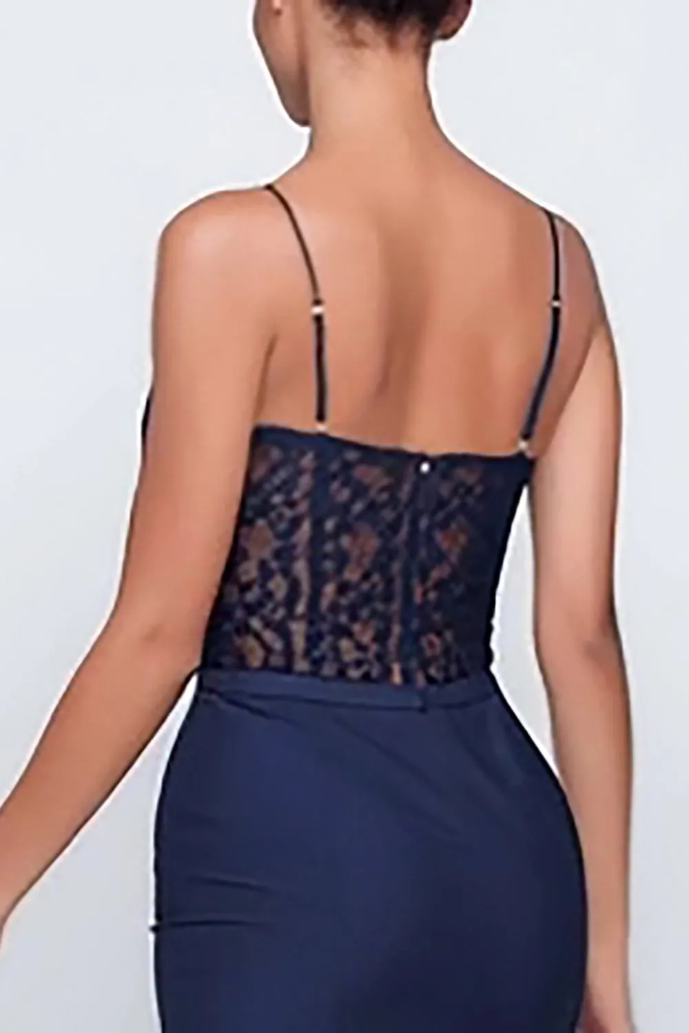 Navy Corset Sweetheart Sheath Maxi Formal Dress with Lace sold by Zapaka product image thumbnail 4