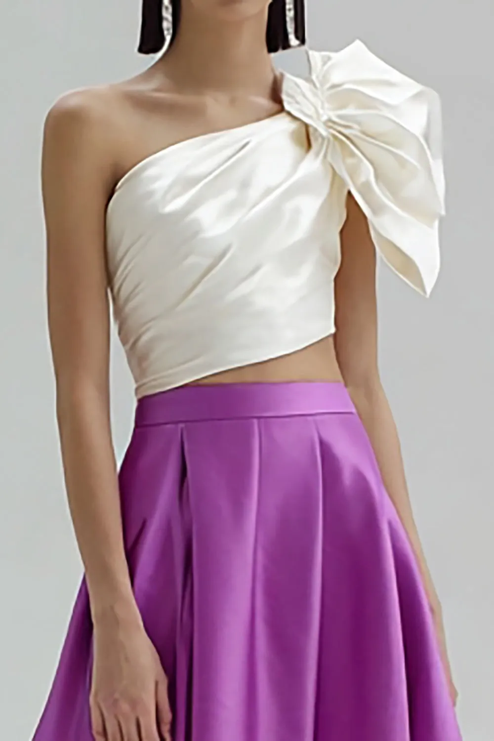 One Shoulder White and Purple A Line Formal Dress sold by Zapaka product image thumbnail 2