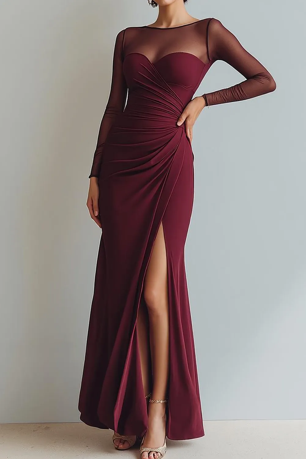 Cabernet Bateau Neck Mermaid Formal Dress sold by Zapaka product image thumbnail 3