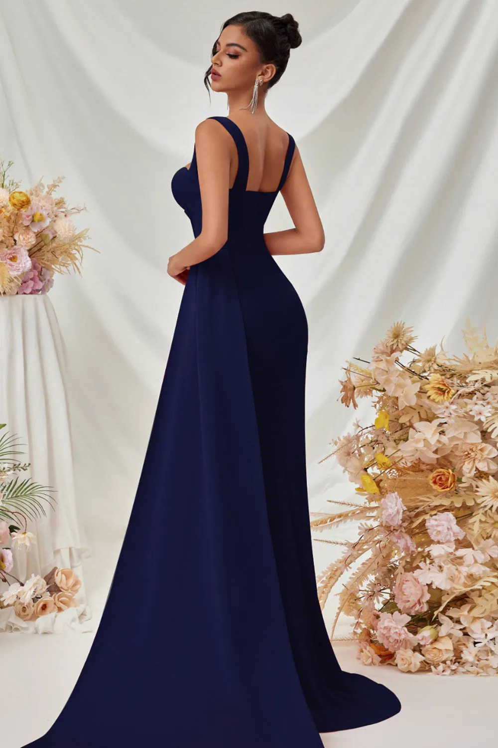 Maxi Thick Straps Mermaid Black Prom Dress with Slit sold by Zapaka product image thumbnail 4