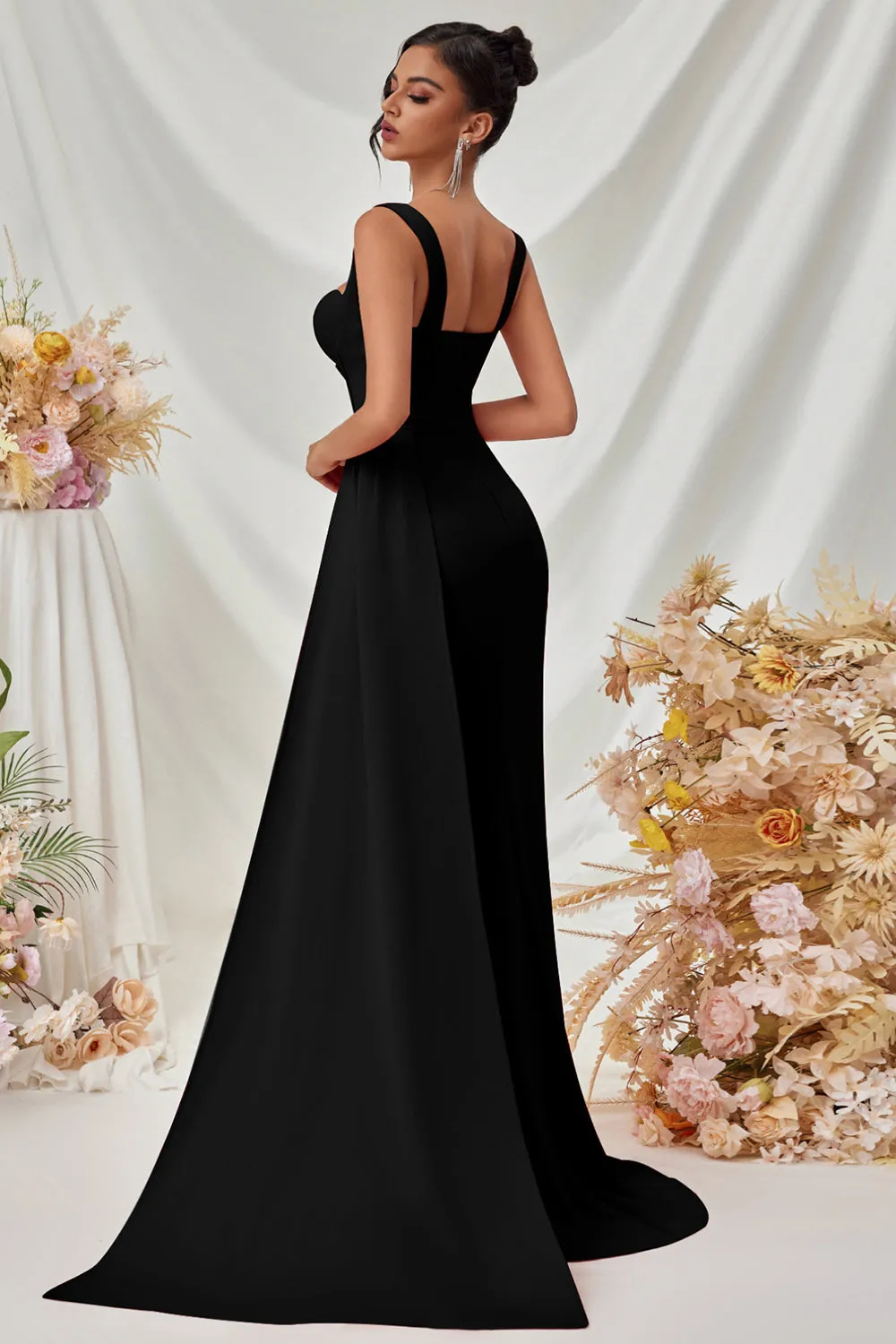 Maxi Thick Straps Mermaid Black Prom Dress with Slit sold by Zapaka product image thumbnail 2