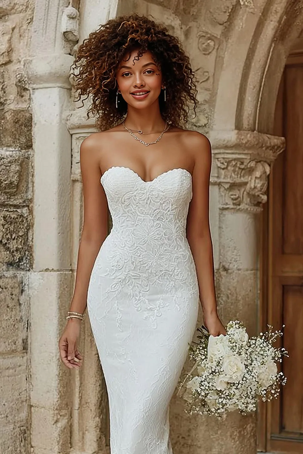 Ivory Strapless Mermaid Court Train Wedding Dress sold by Zapaka product image thumbnail 2