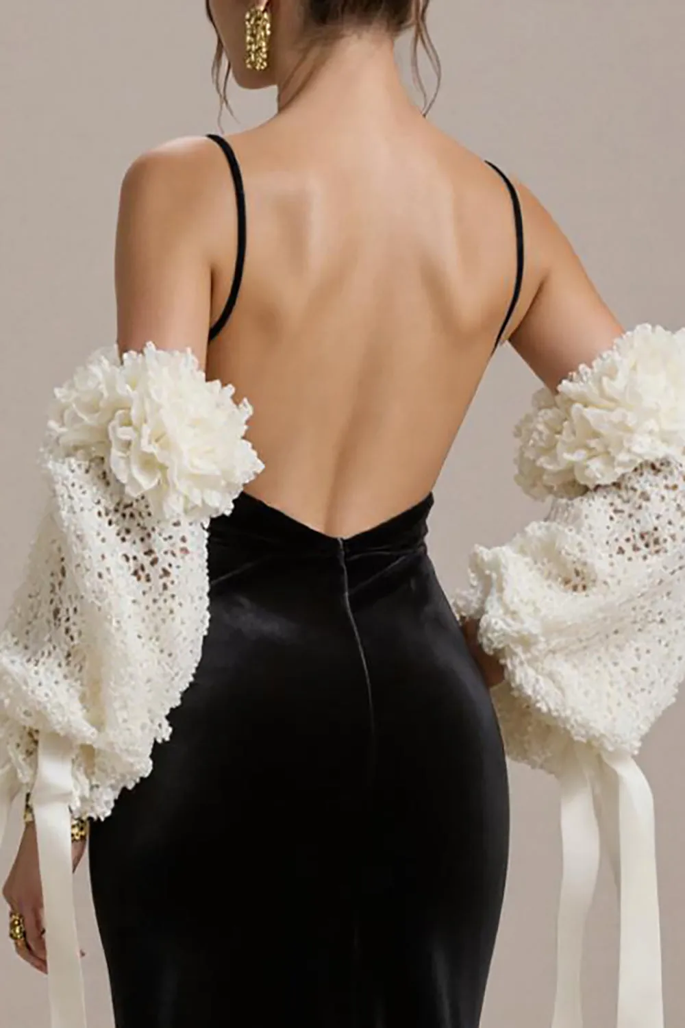 Black Velvet Spaghetti Straps Mermaid Long Black Tie Dress sold by Zapaka product image thumbnail 4