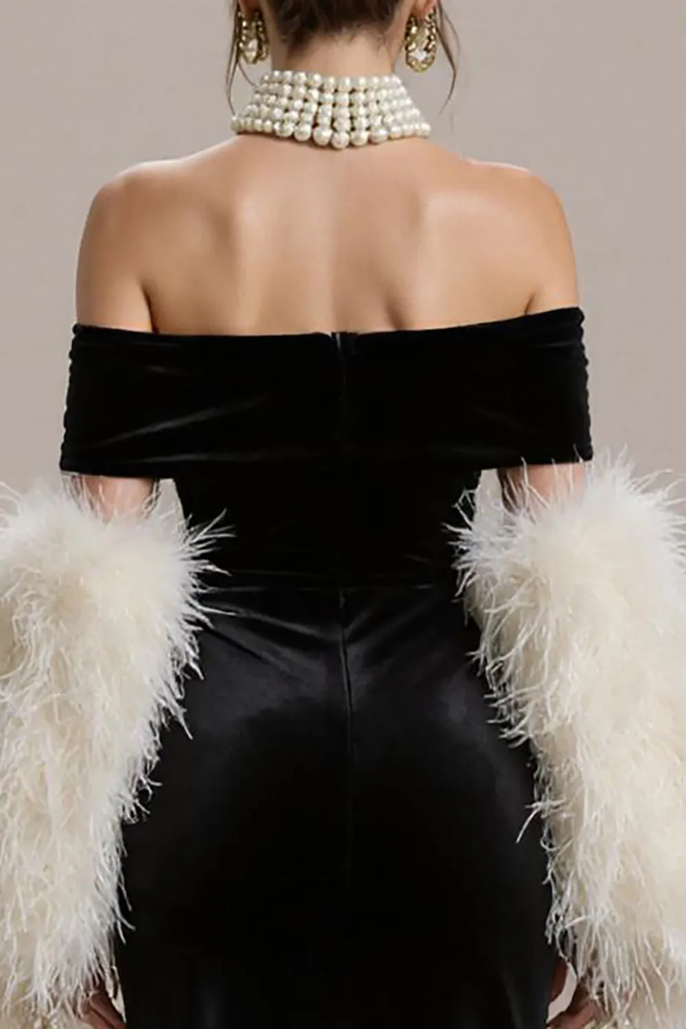 Black Mermaid Off the Shoulder Long Black Tie Dress sold by Zapaka product image thumbnail 4