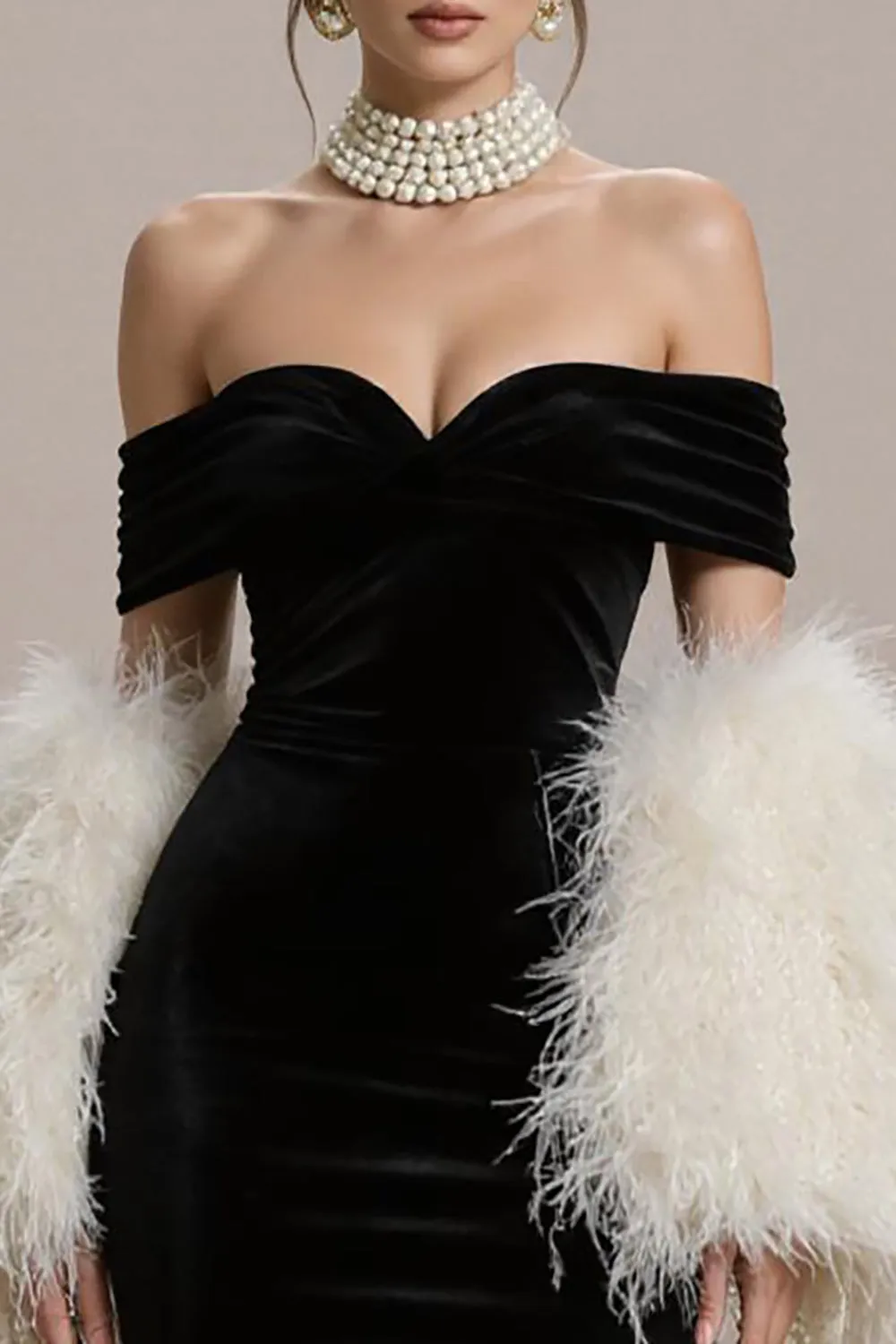 Black Mermaid Off the Shoulder Long Black Tie Dress sold by Zapaka product image thumbnail 3