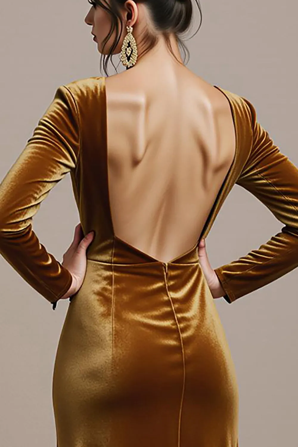 Twilight Sheath Velvet Square Neck Long Black Tie Dress with Slit sold by Zapaka product image thumbnail 4