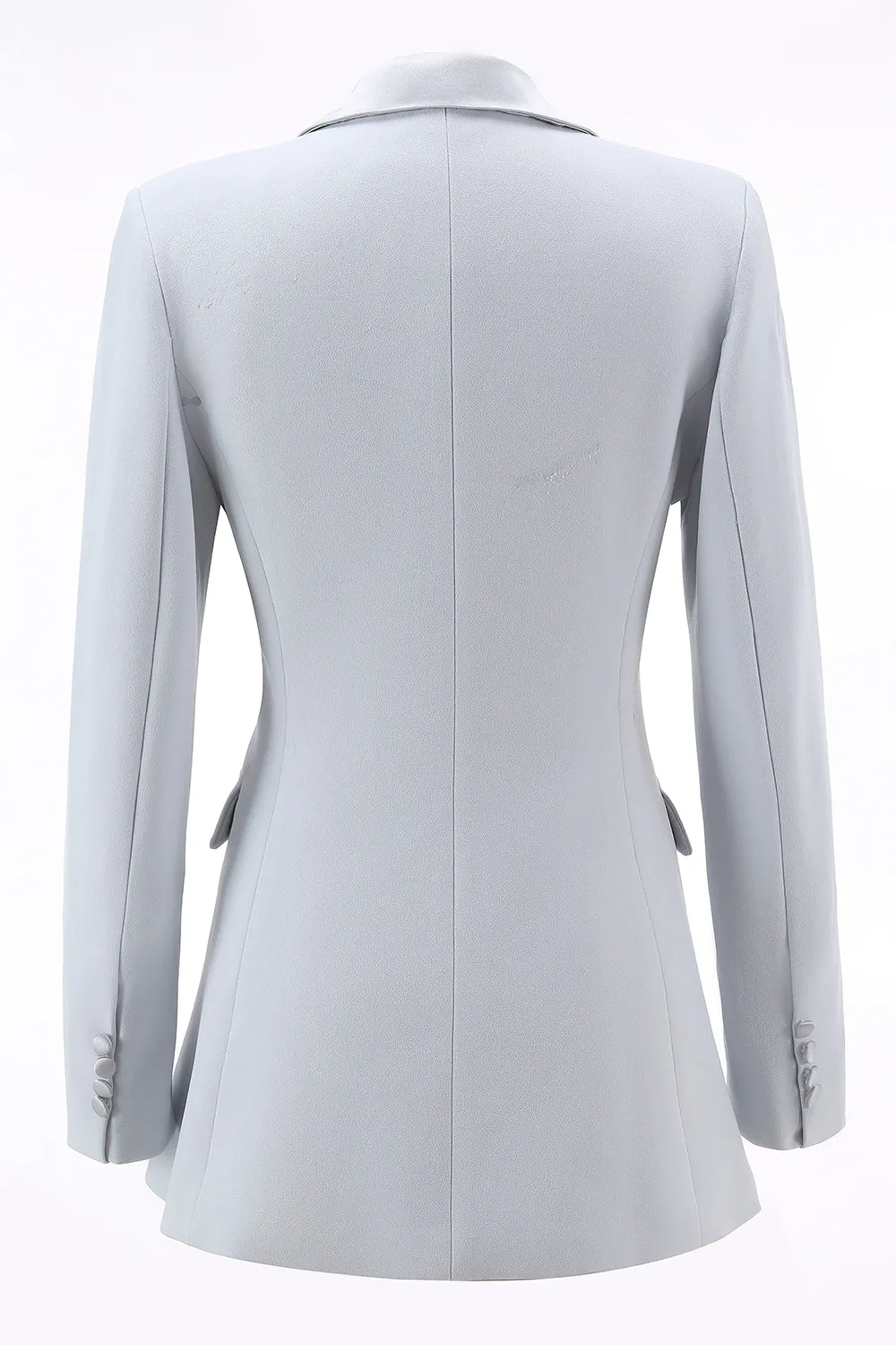 Silver 2 Piece Peak Lapel Double Breasted Slim Fit Women's Suit sold by Zapaka product image thumbnail 5