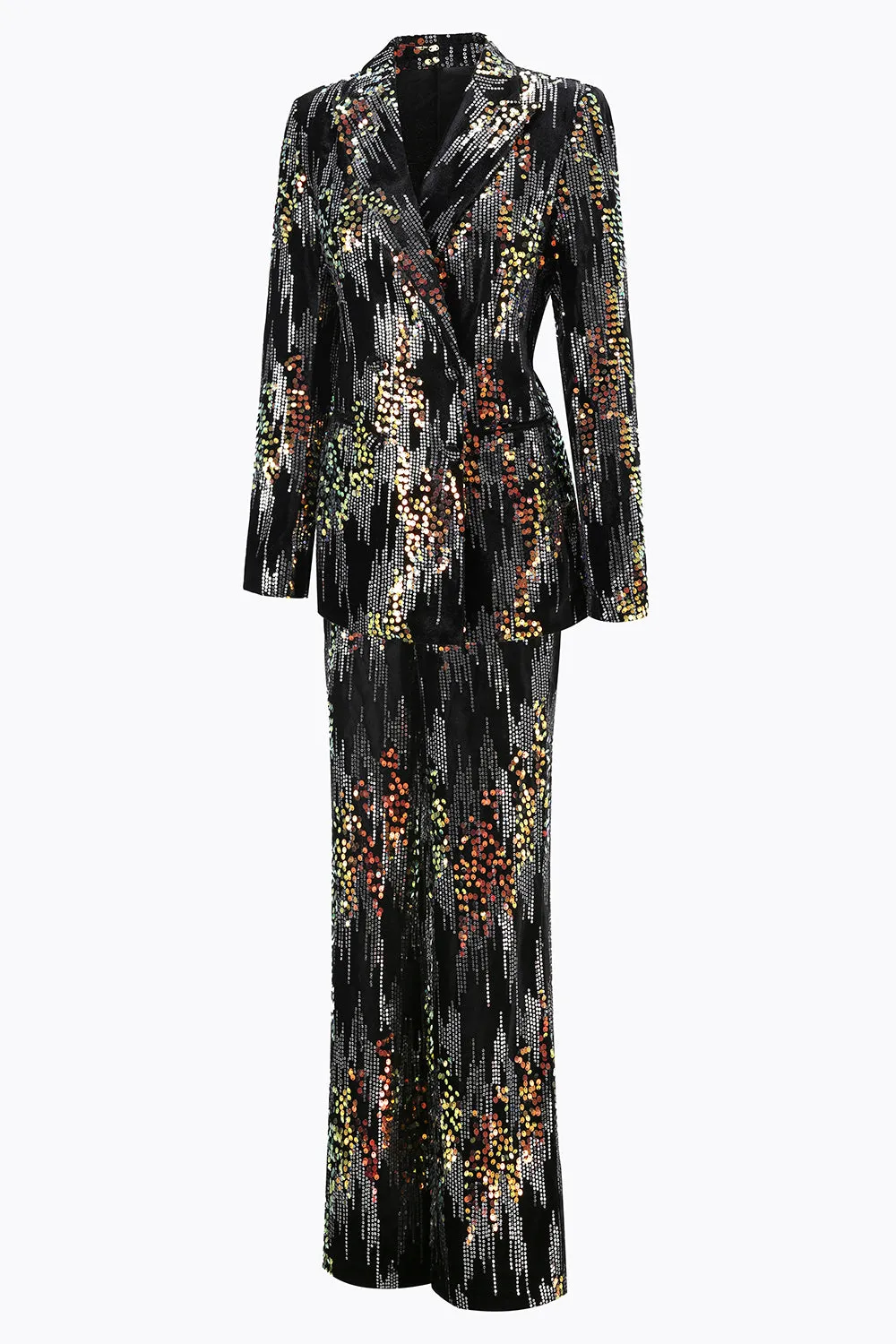 Sparkly Black Peak Lapel 2 Piece Women's Prom Suit sold by Zapaka product image thumbnail 3