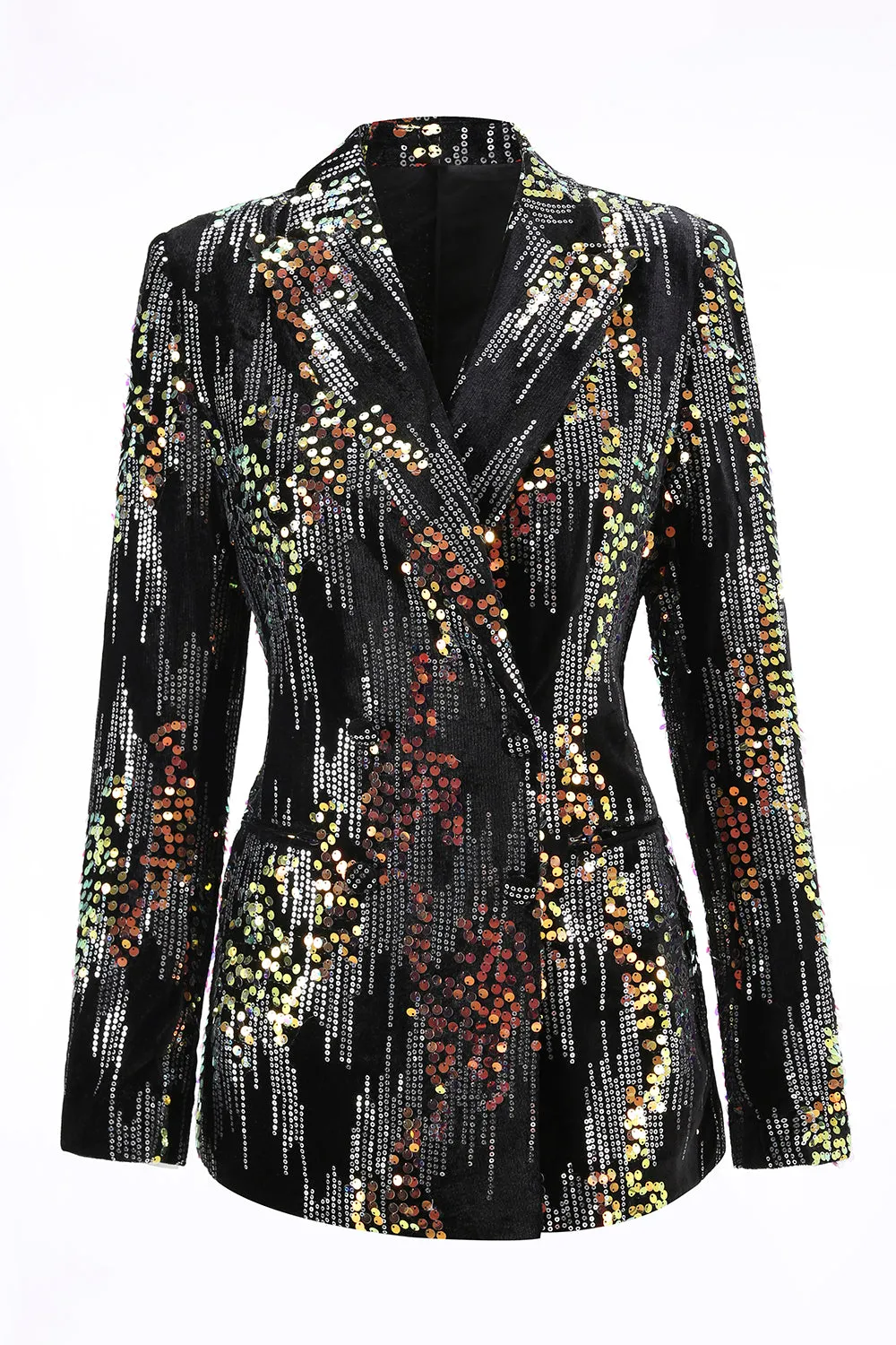 Sparkly Black Peak Lapel 2 Piece Women's Prom Suit sold by Zapaka product image thumbnail 4