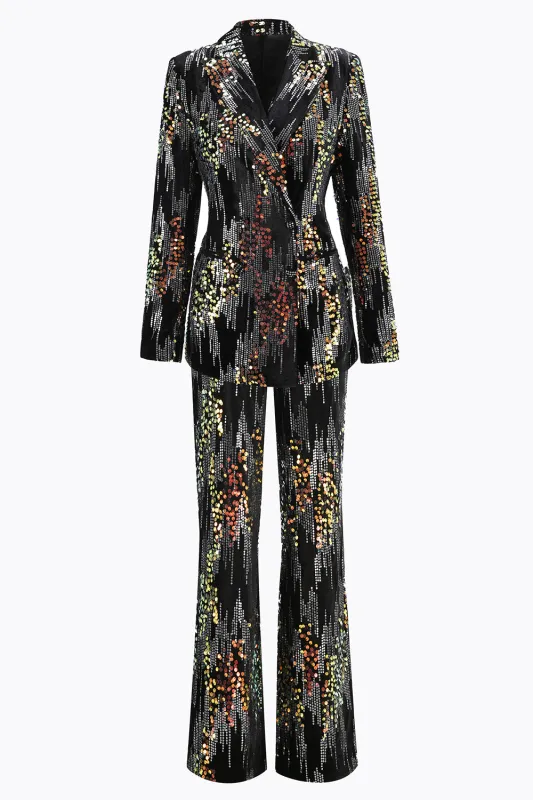 Sparkly Black Peak Lapel 2 Piece Women's Prom Suit sold by Zapaka