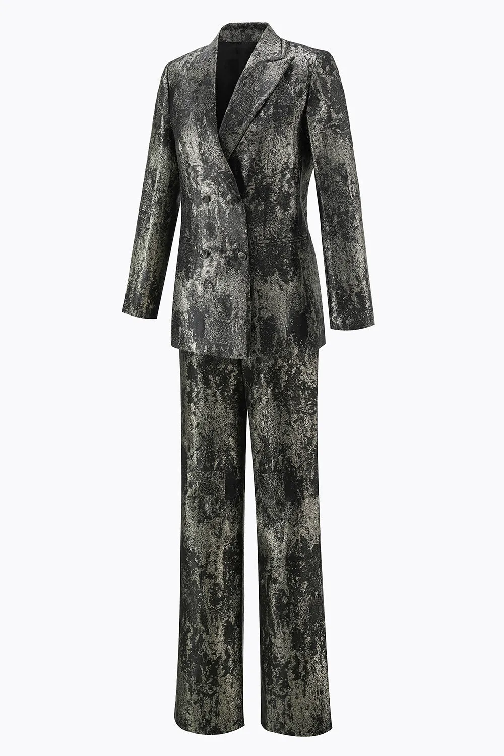 Black and Gold 2 Piece Peak Lapel Double Breasted Women's Prom Suit sold by Zapaka product image thumbnail 3