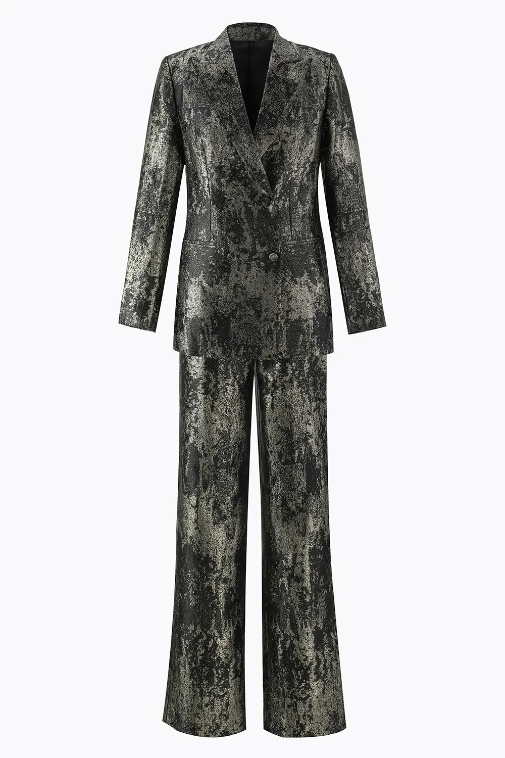 Black and Gold 2 Piece Peak Lapel Double Breasted Women's Prom Suit sold by Zapaka