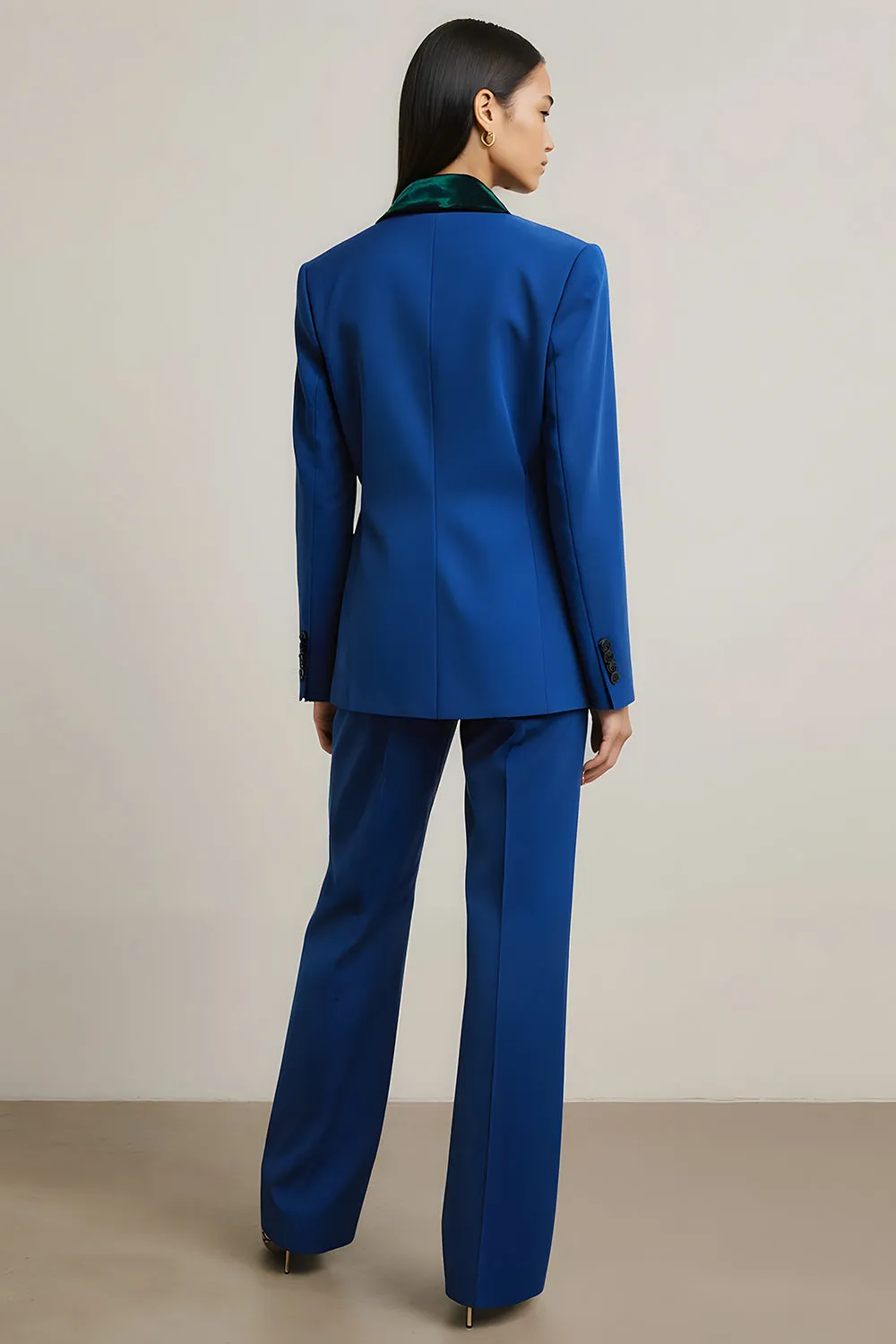 Royal Blue 2 Piece Peak Lapel One Button Business Suits sold by Zapaka product image thumbnail 2