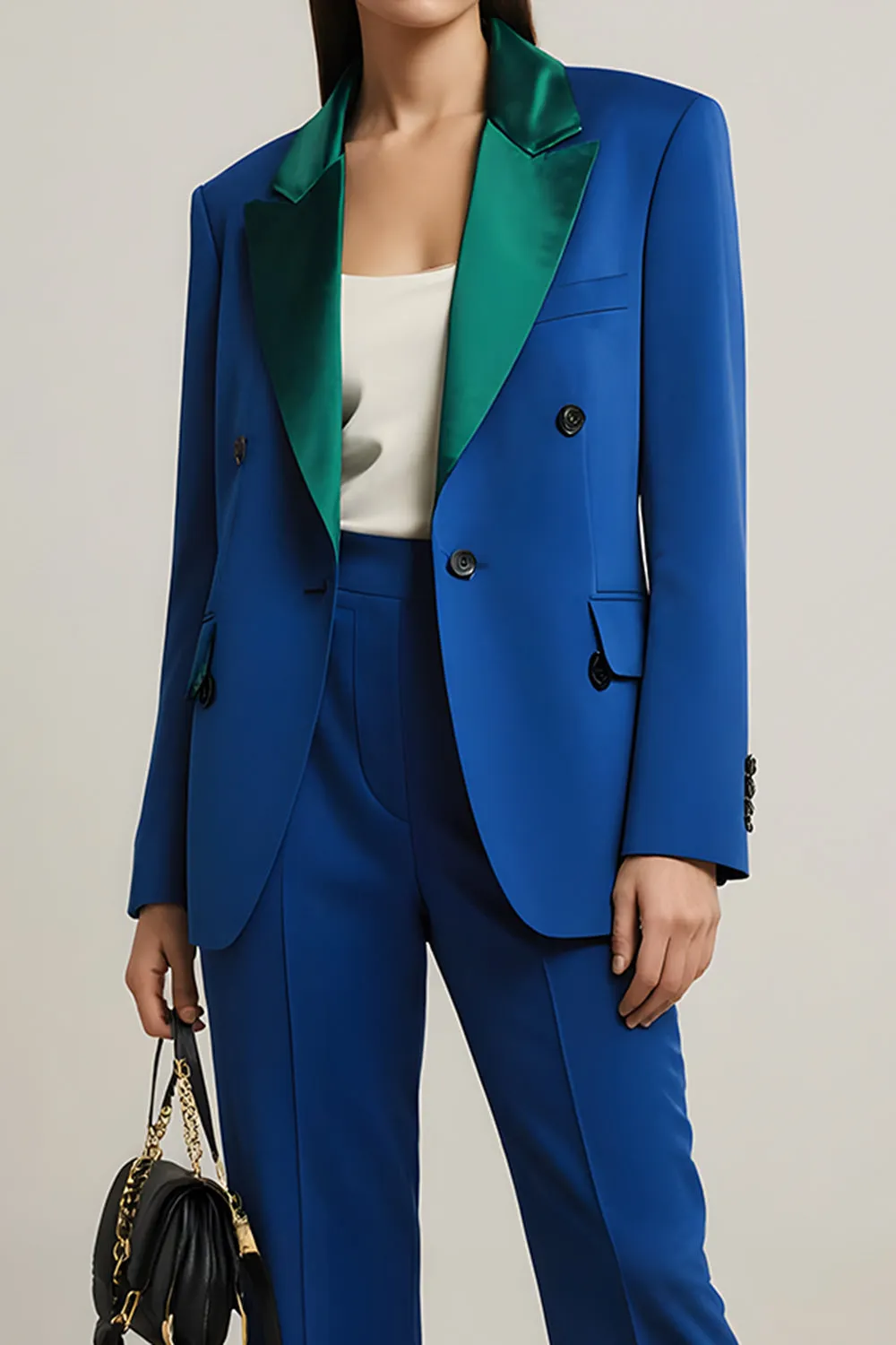 Royal Blue 2 Piece Peak Lapel One Button Business Suits sold by Zapaka product image thumbnail 3