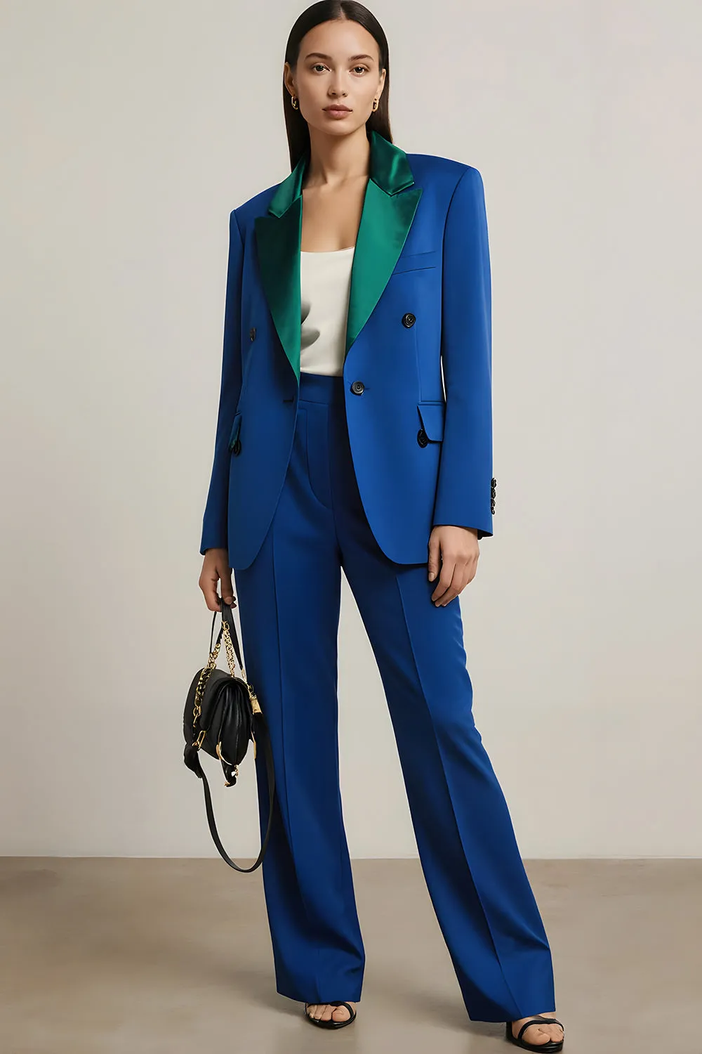 Royal Blue 2 Piece Peak Lapel One Button Business Suits sold by Zapaka