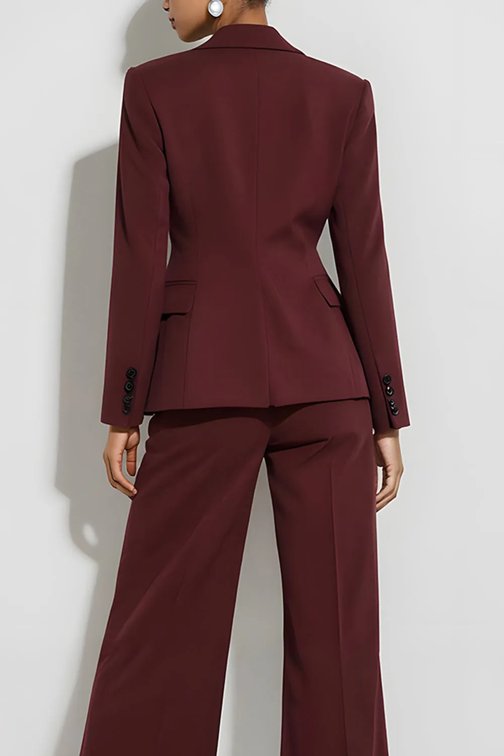 Burgundy 2 Piece Peak Lapel Single Breasted Business Suits sold by Zapaka product image thumbnail 4