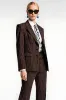 Coffee Pinstriped 2 Piece Notched Lapel Business Suits sold by Zapaka