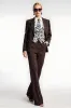 Coffee Pinstriped 2 Piece Notched Lapel Business Suits sold by Zapaka