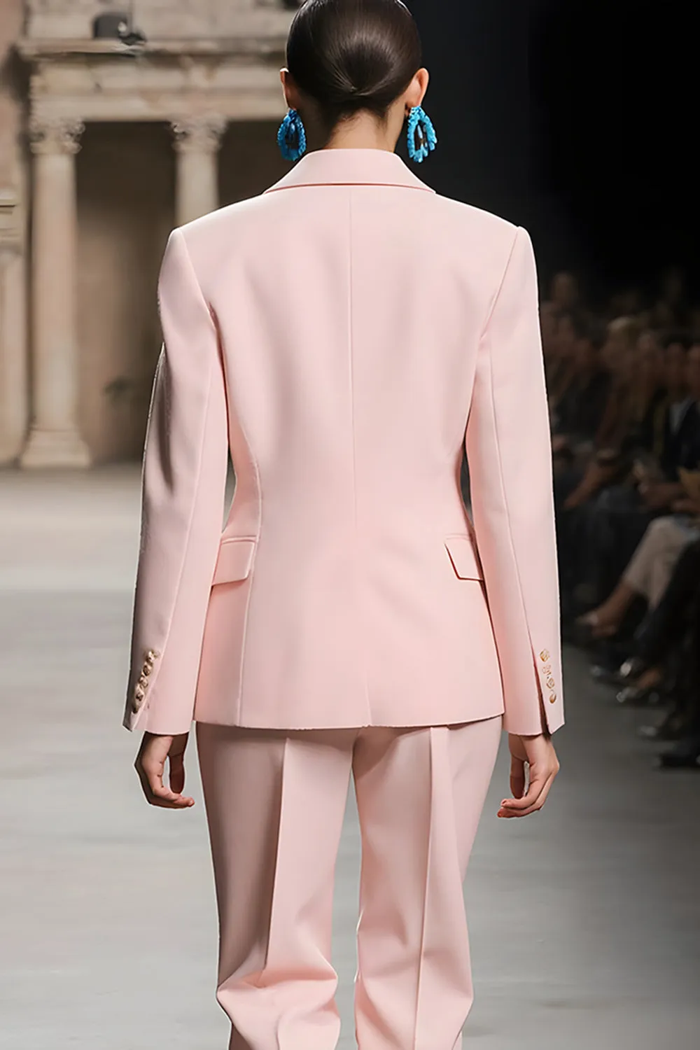 Pink Notched Lapel 2 piece Women Suits with Sleeve sold by Zapaka product image thumbnail 4