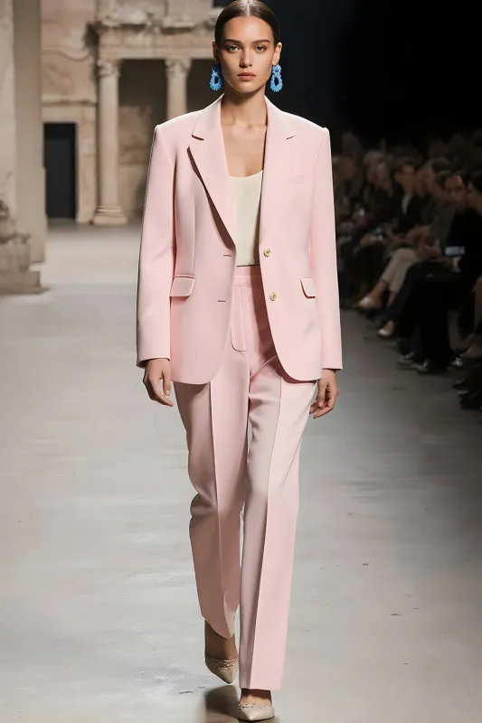 Pink Notched Lapel 2 piece Women Suits with Sleeve sold by Zapaka