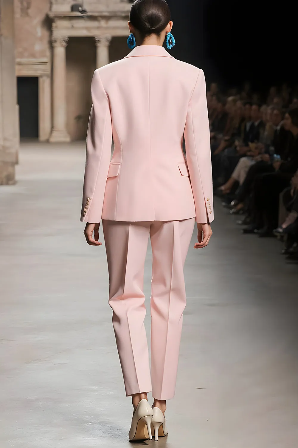 Pink Notched Lapel 2 piece Women Suits with Sleeve sold by Zapaka product image thumbnail 2