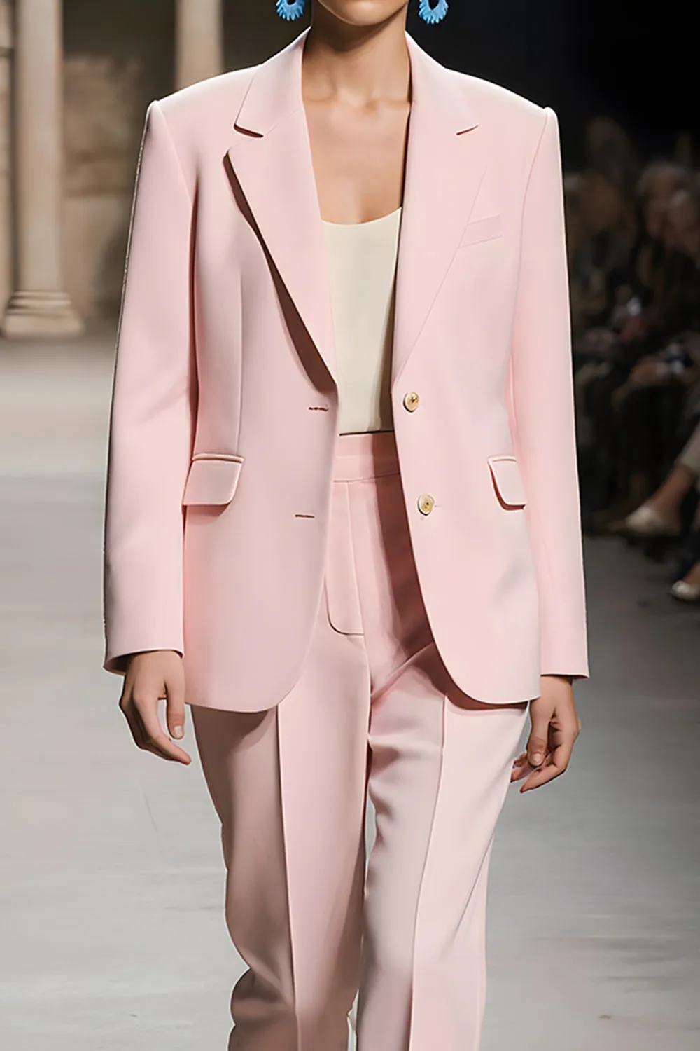 Pink Notched Lapel 2 piece Women Suits with Sleeve sold by Zapaka product image thumbnail 3