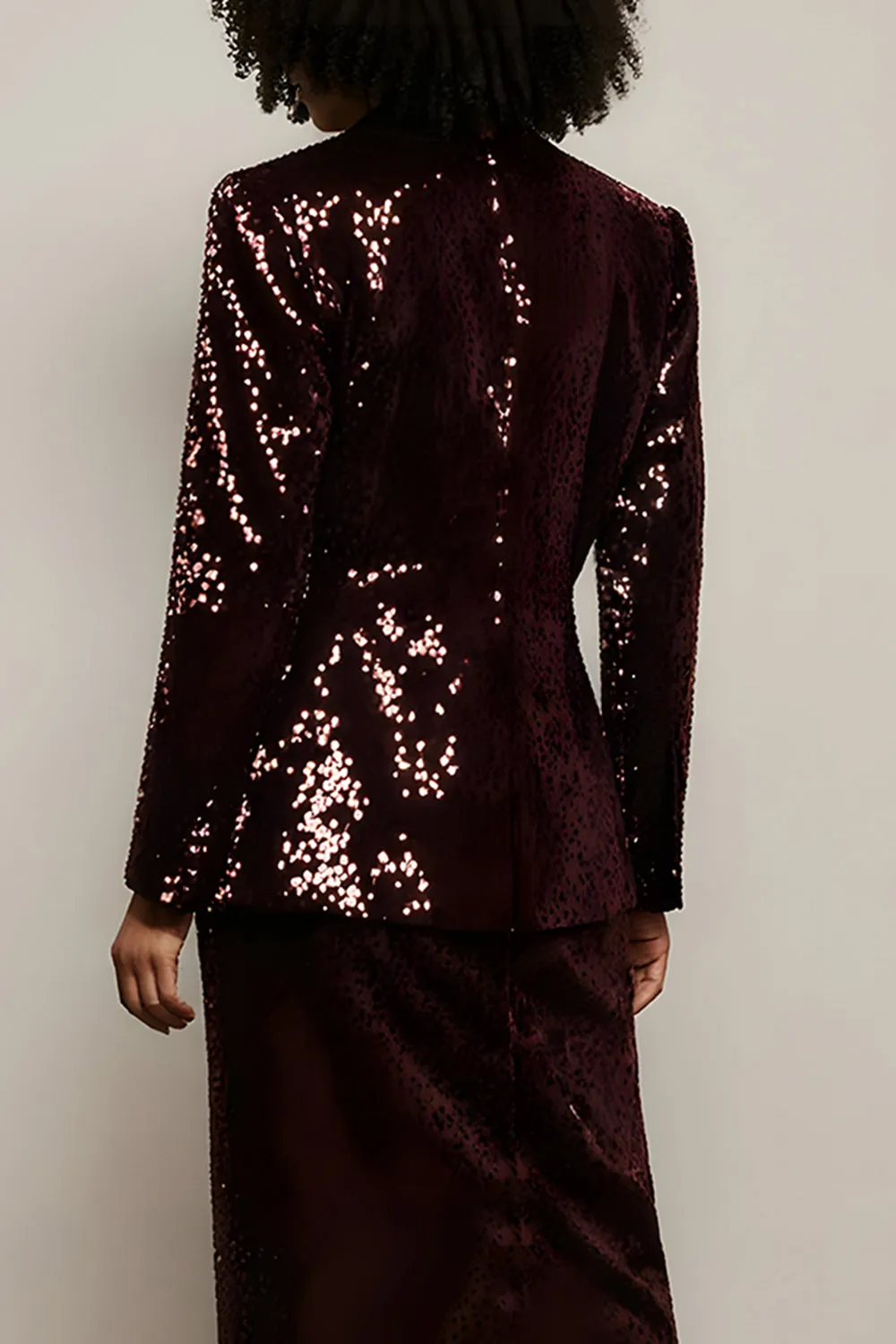 Sparkly Burgundy Sequins Women Suits with Sleeve sold by Zapaka product image thumbnail 4