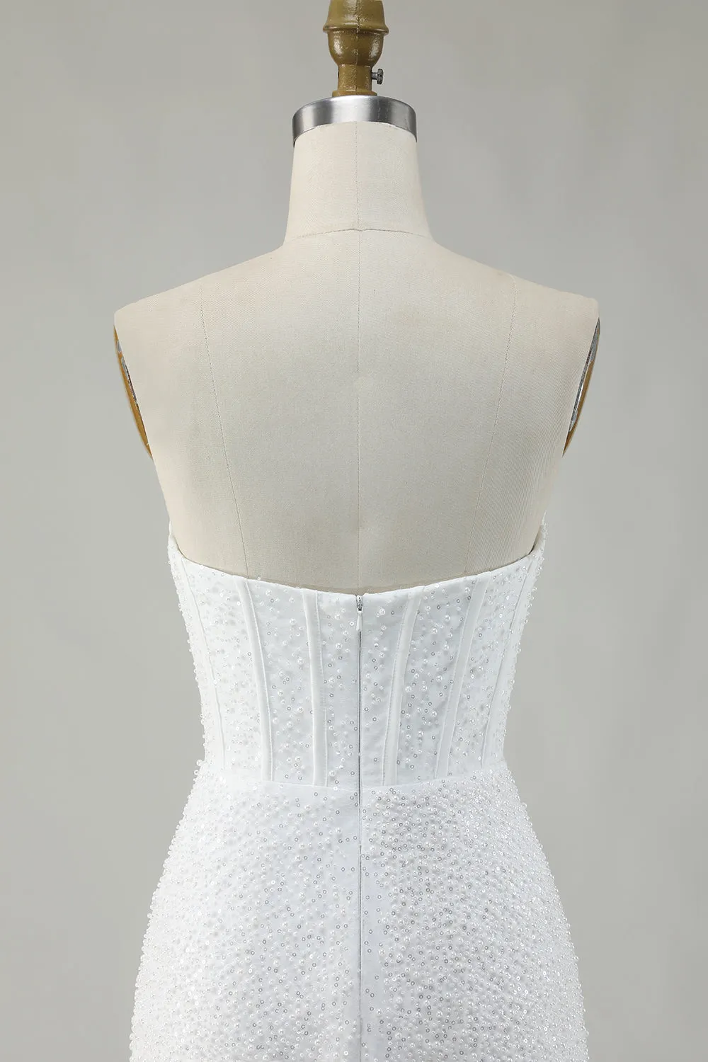 White Strapless Corset Short Bodycon Homecoming Dress with Sequins sold by Zapaka product image thumbnail 5