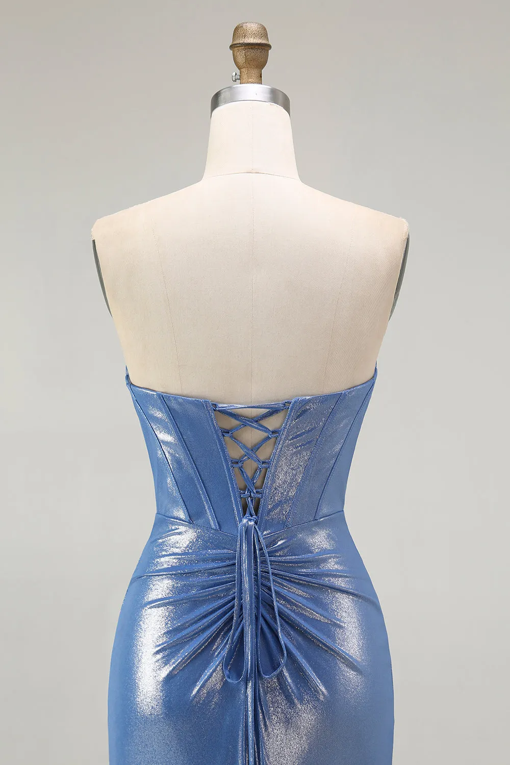 Mermaid Corset Sequins Sweetheart Beaded Blue Prom Dress With Slit sold by Zapaka product image thumbnail 5