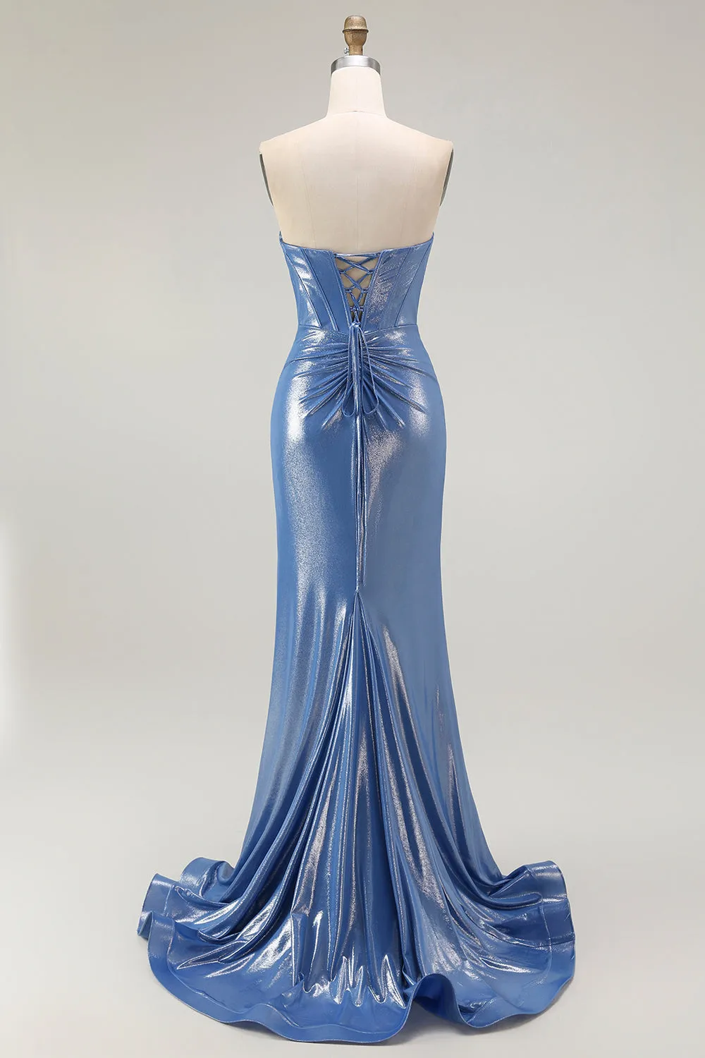 Mermaid Corset Sequins Sweetheart Beaded Blue Prom Dress With Slit sold by Zapaka product image thumbnail 2