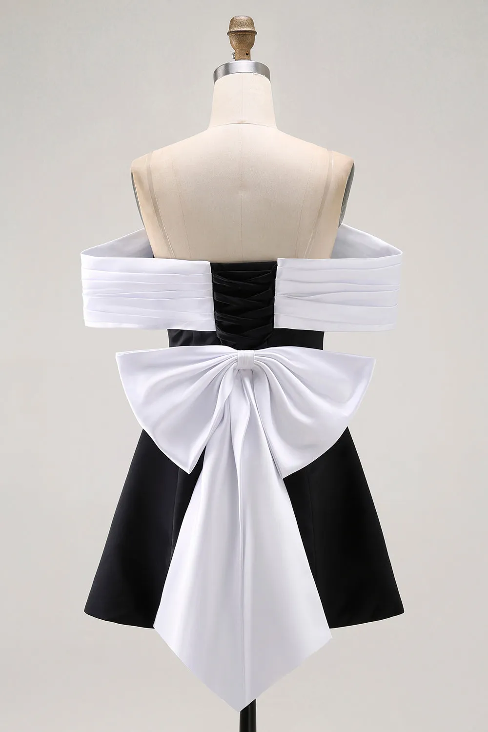 Black A-Line Off The Shoulder Short Homecoming Dress with Bow sold by Zapaka product image thumbnail 2