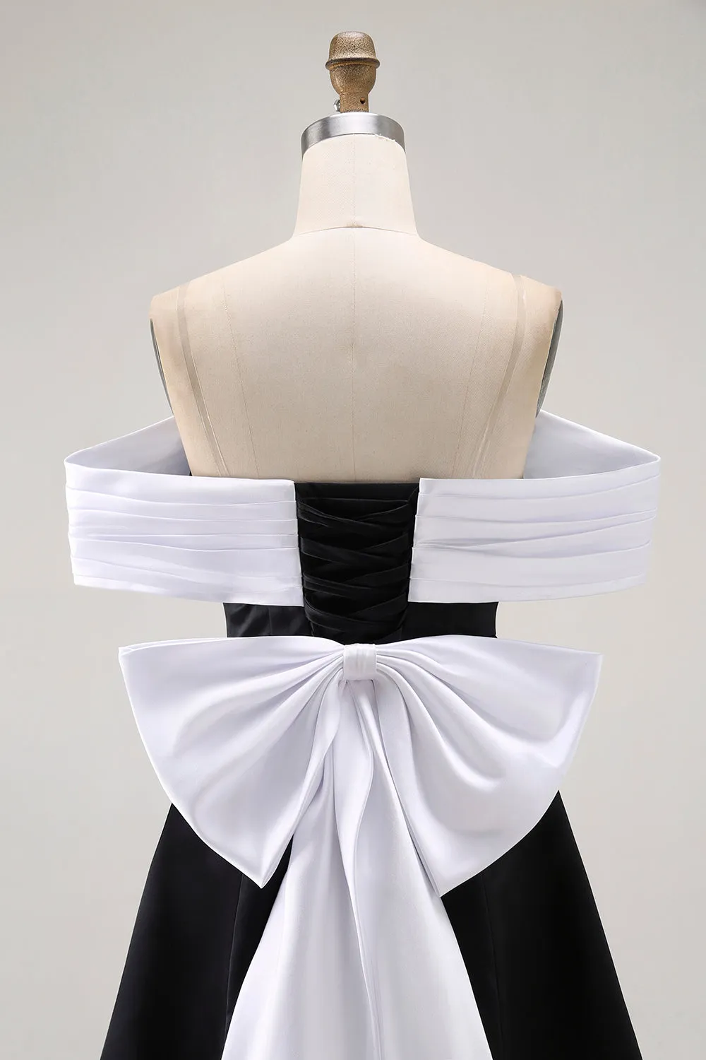 Black A-Line Off The Shoulder Short Homecoming Dress with Bow sold by Zapaka product image thumbnail 5