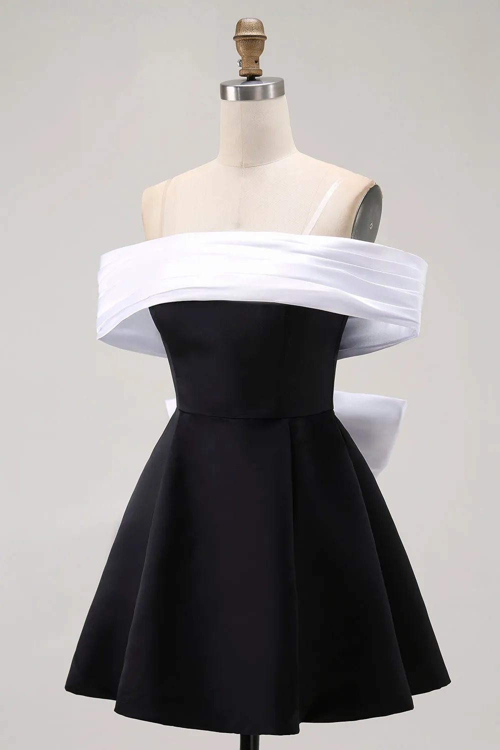 Black A-Line Off The Shoulder Short Homecoming Dress with Bow sold by Zapaka product image thumbnail 3