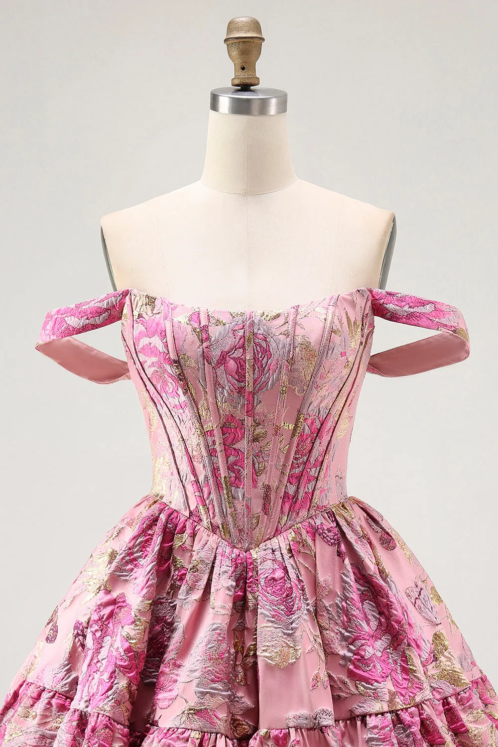 Off The Shoulder Printed A-Line Corset Homecoming Dress sold by Zapaka product image thumbnail 4