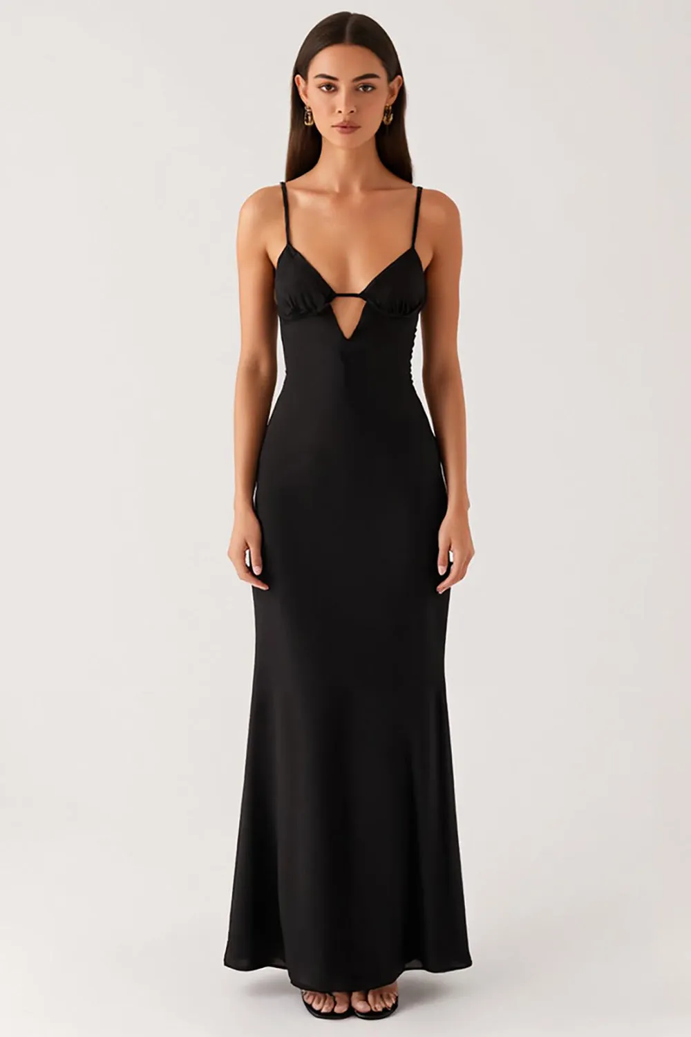 Sheath Cut Out Spaghetti Straps Black Tie Dress sold by Zapaka