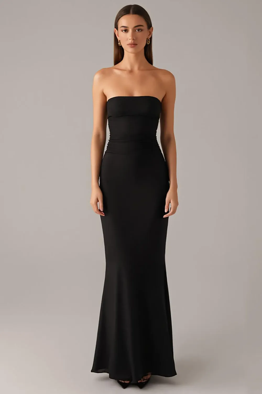 Elegant Strapless Mermaid Black Tie Dress sold by Zapaka